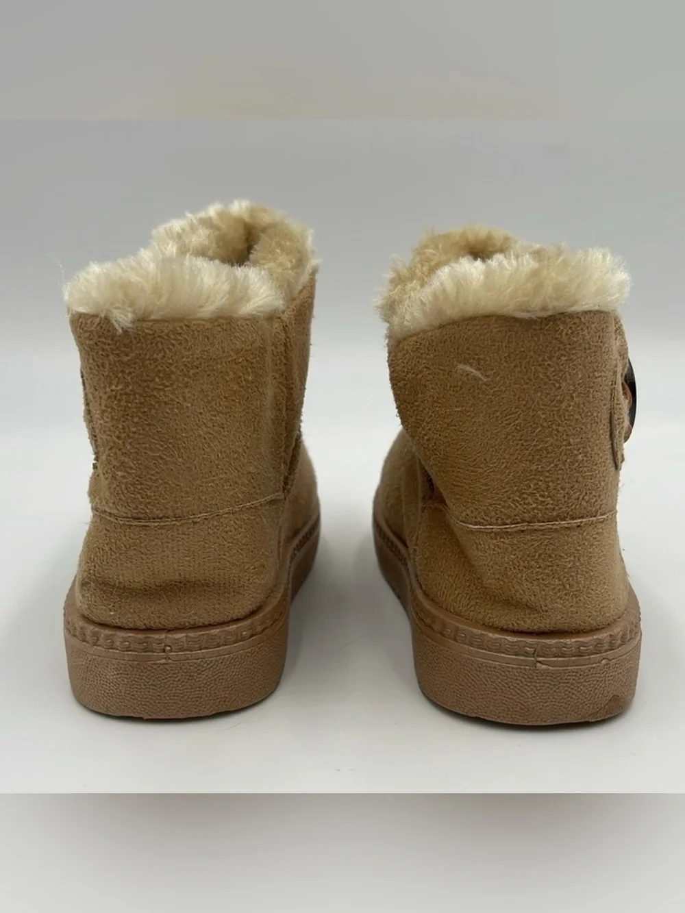 China Buttons City Toddler Girls Boots, Tan, Fleece Lined Size 2